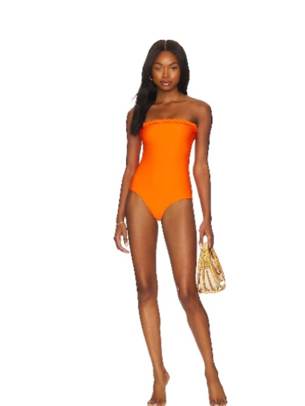 Shani Shemer Lea Braided One Piece Swimsuit in Bright Orange Size Large